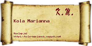 Kola Marianna névjegykártya
